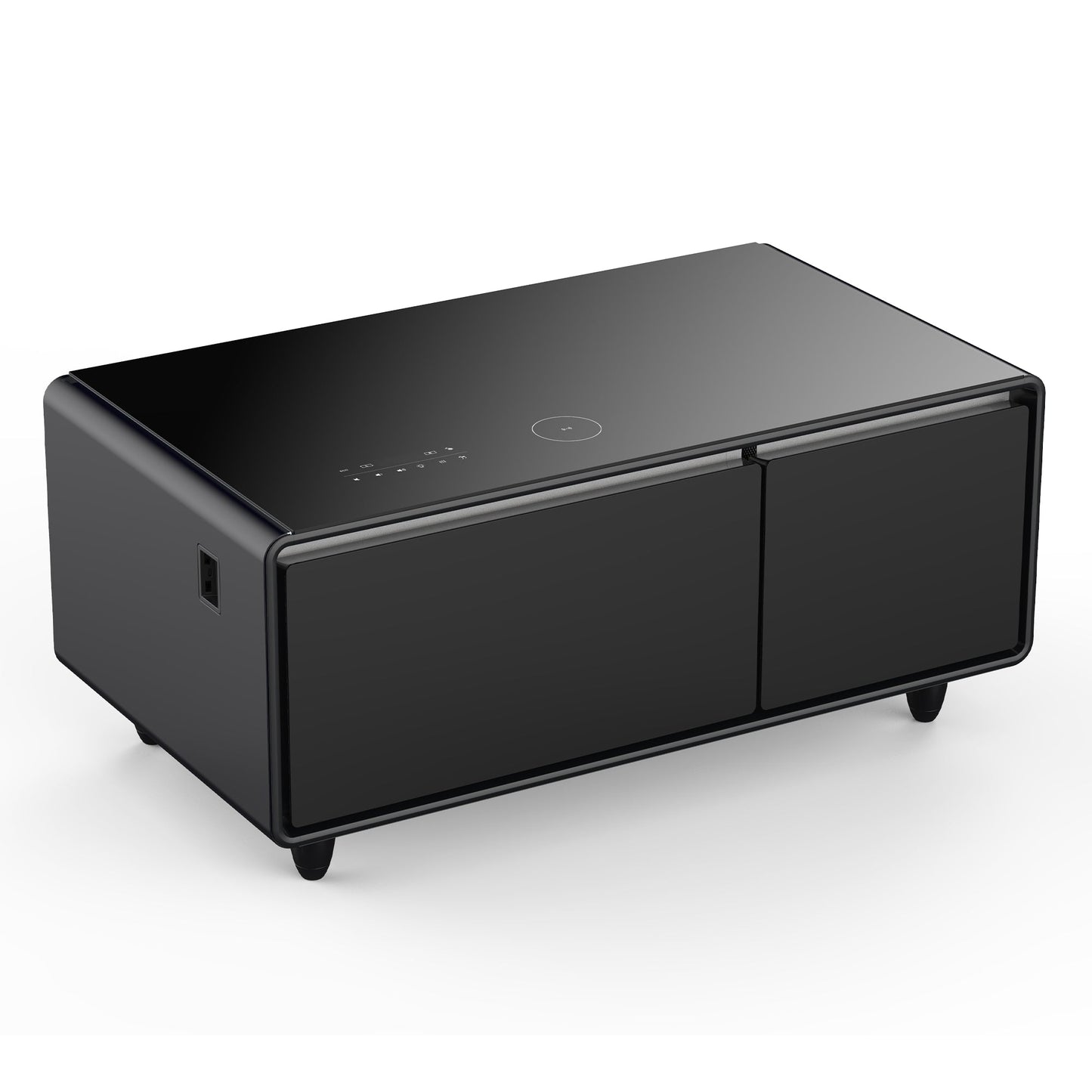 Modern Smart Coffee Table with Built - in Fridge Bluetooth Speaker Black