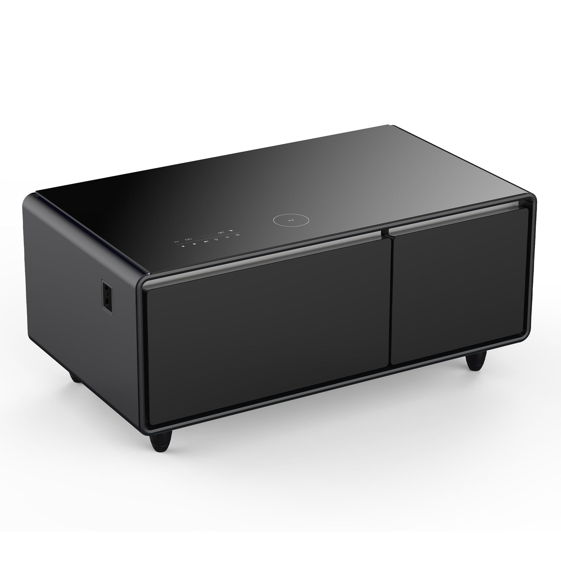 Modern Smart Coffee Table with Built - in Fridge Bluetooth Speaker Black