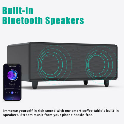 Modern Smart Coffee Table with Built - in Fridge Bluetooth Speaker Black