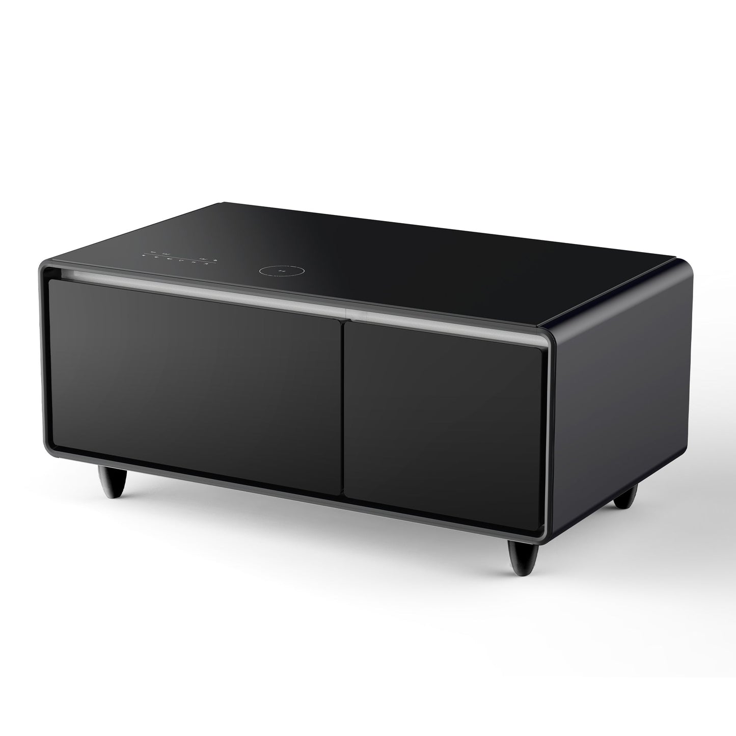 Modern Smart Coffee Table with Built - in Fridge Bluetooth Speaker Black