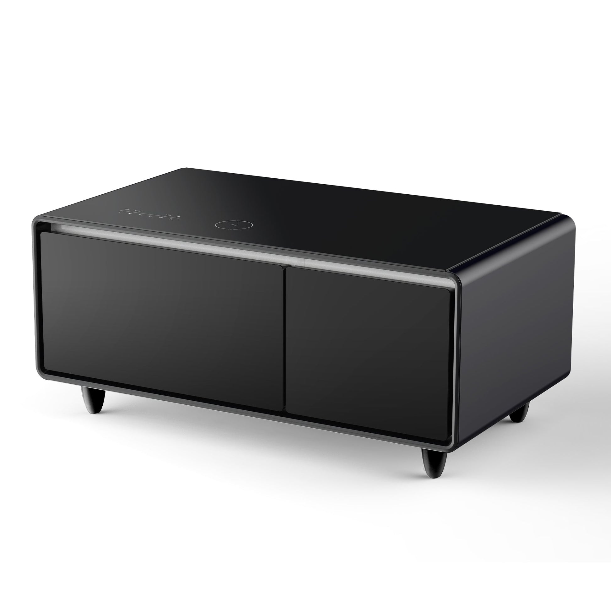 Modern Smart Coffee Table with Built - in Fridge Bluetooth Speaker Black