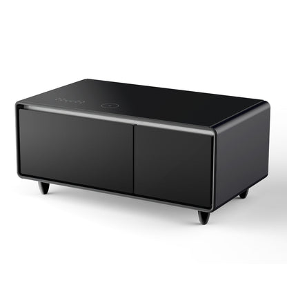 Modern Smart Coffee Table with Built - in Fridge Bluetooth Speaker Black