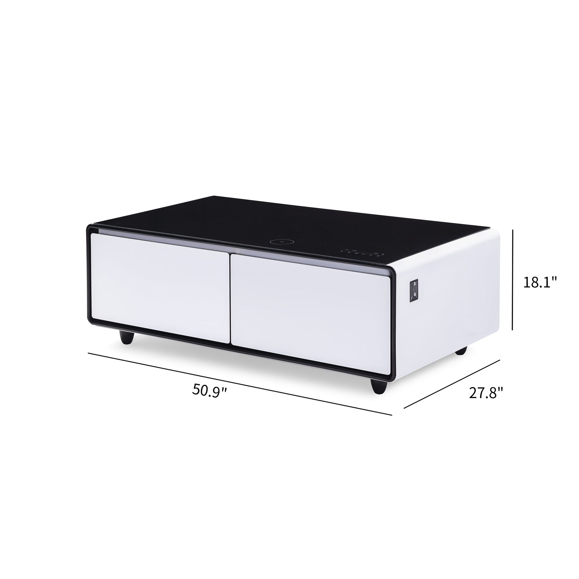 Modern Smart Coffee Table with Built - in Fridge Power Socket White