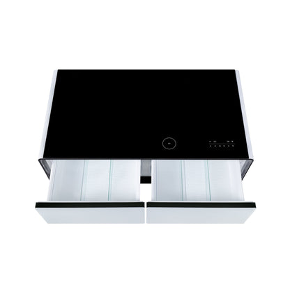 Modern Smart Coffee Table with Built - in Fridge Power Socket White