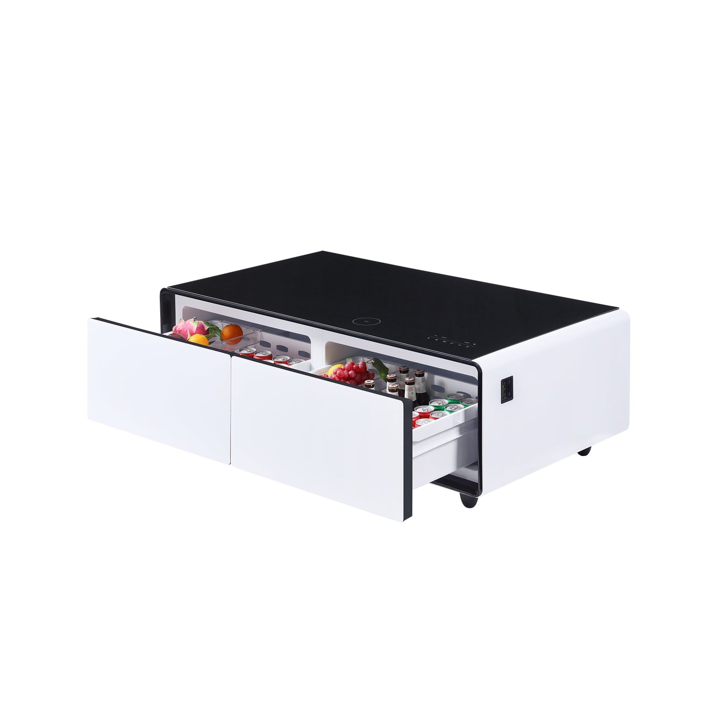 Modern Smart Coffee Table with Built - in Fridge Power Socket White