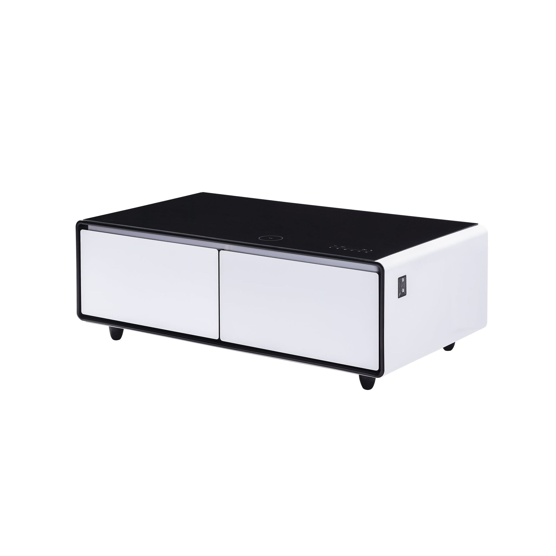 Modern Smart Coffee Table with Built - in Fridge Power Socket White