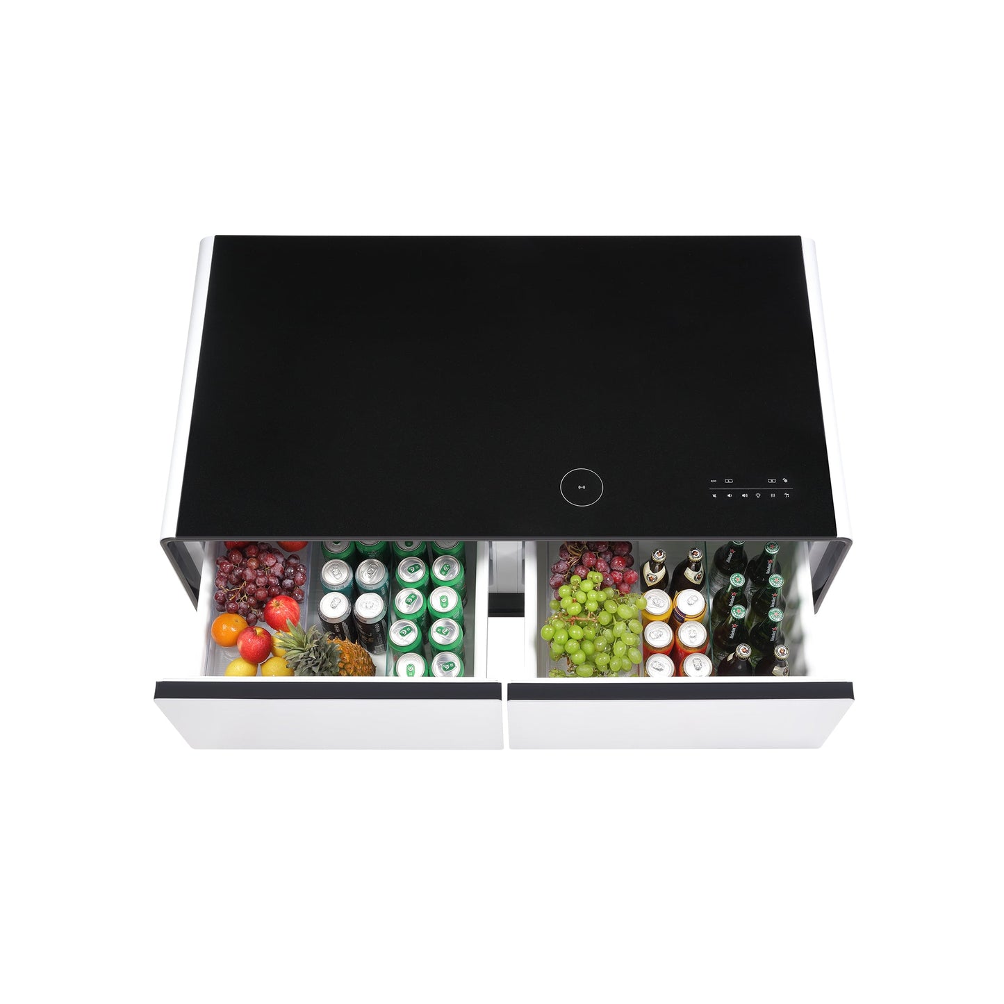 Modern Smart Coffee Table with Built - in Fridge Power Socket White