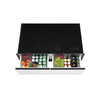 Modern Smart Coffee Table with Built - in Fridge Power Socket White