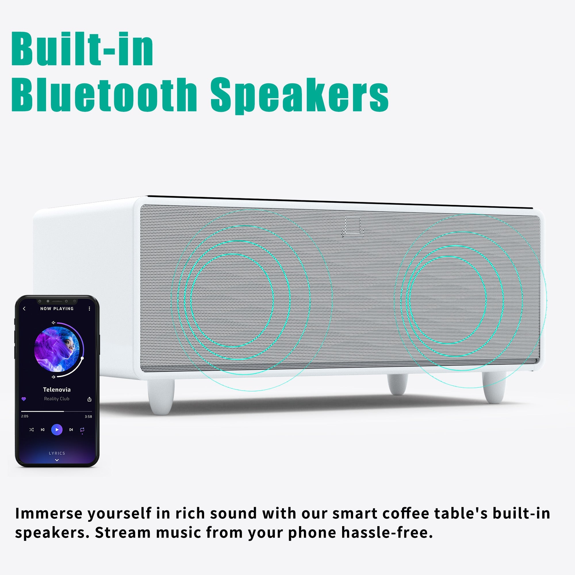 Modern Smart Coffee Table with Built - in Fridge Touch Control Panel