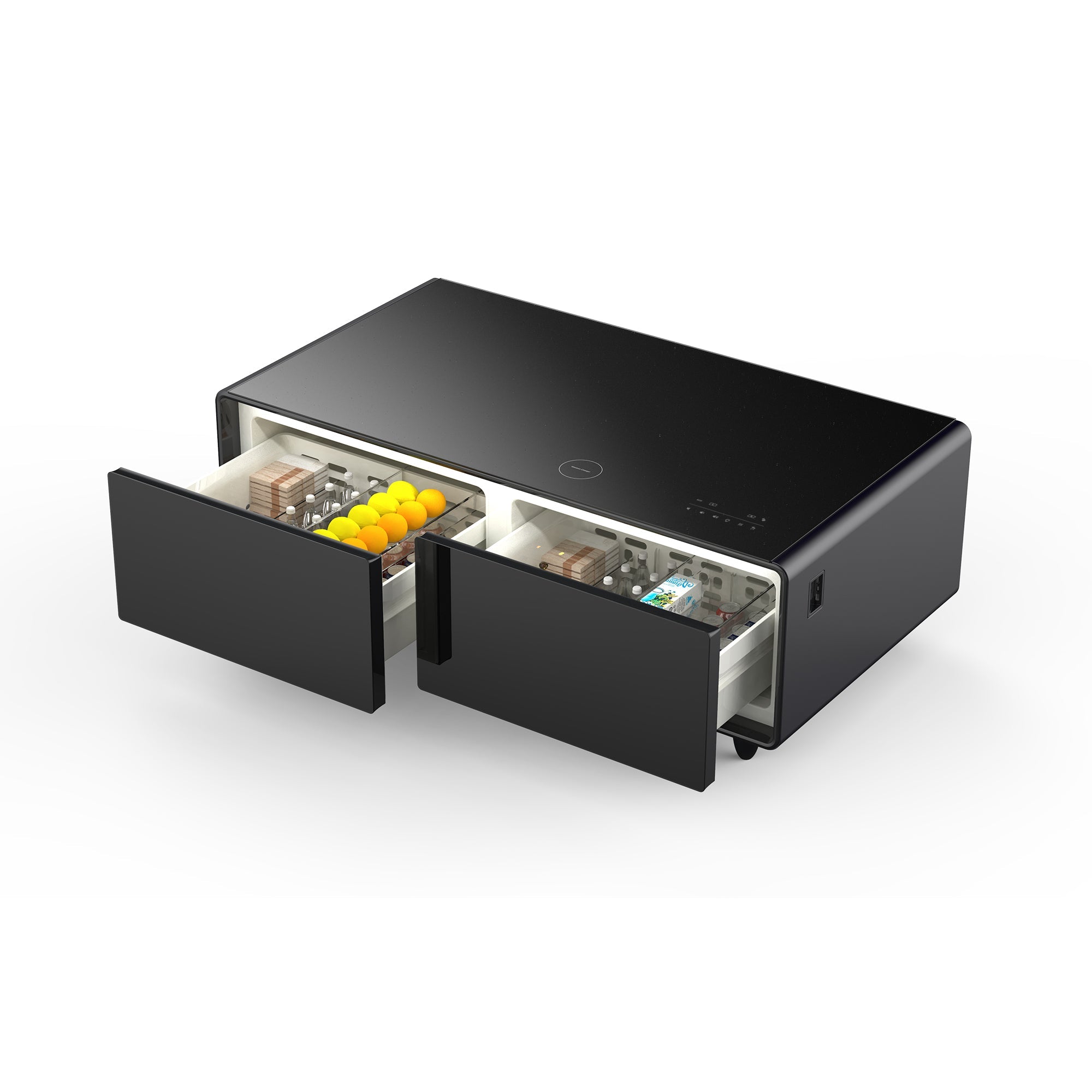 Modern Smart Coffee Table with Built - in Fridge Touch Control Panel