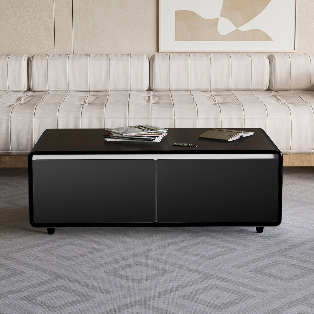 Modern Smart Coffee Table with Built - in Fridge Touch Control Panel