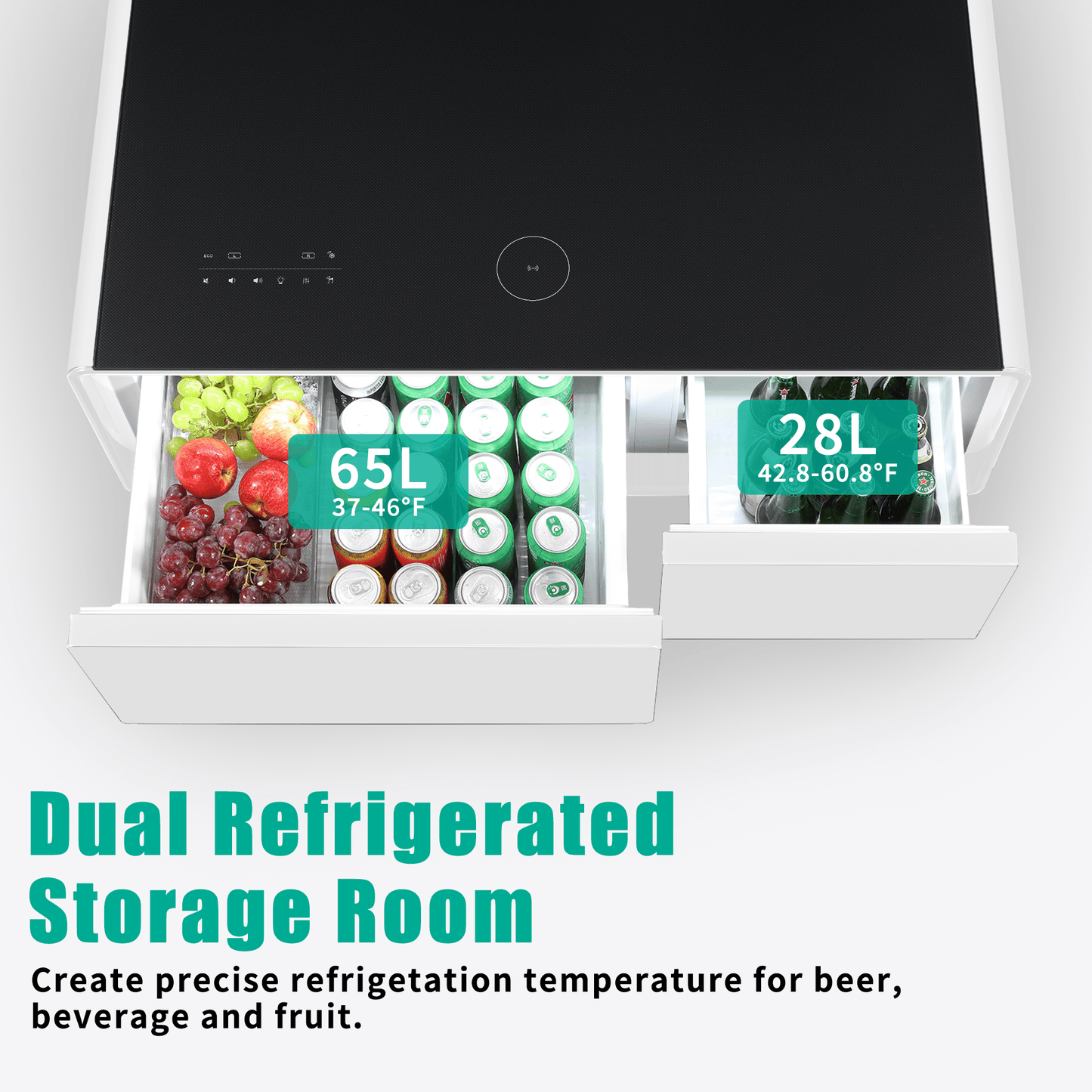 Modern Smart Coffee Table with Built - in Fridge Touch Control Panel
