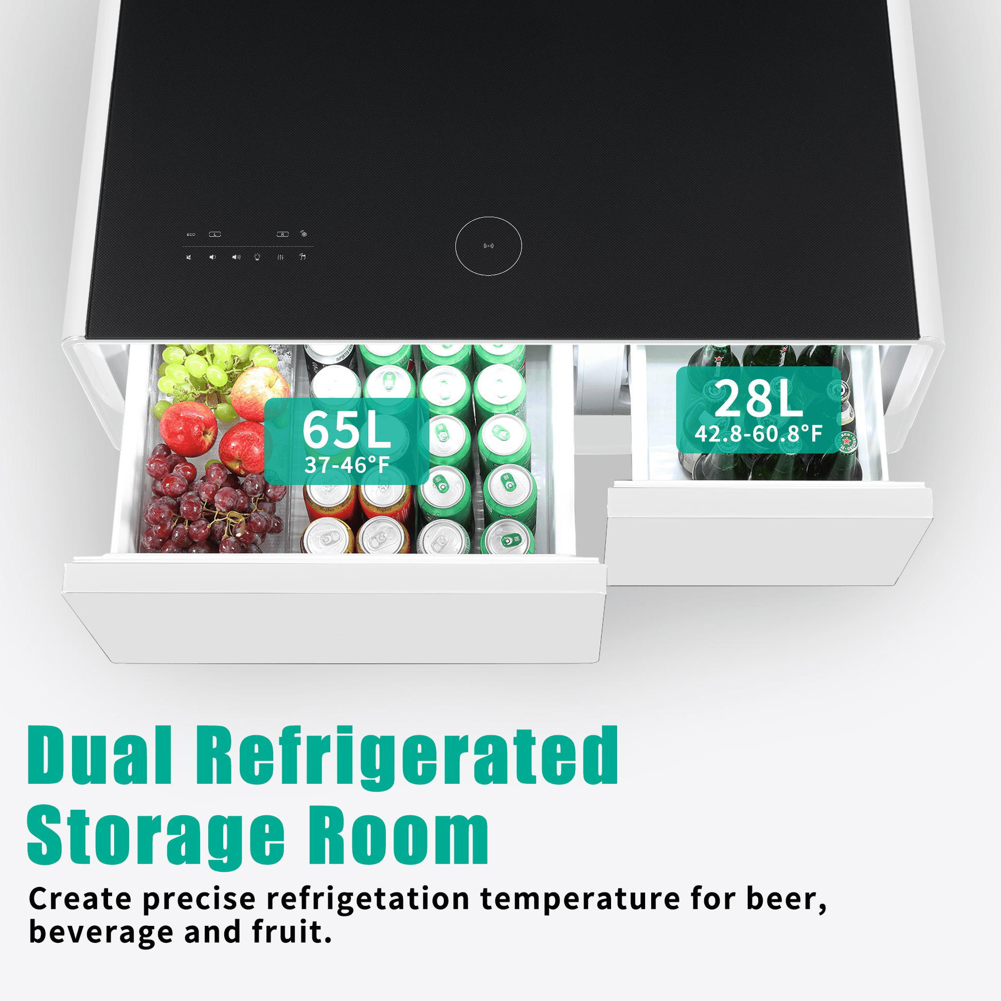 Modern Smart Coffee Table with Built - in Fridge Touch Control Panel
