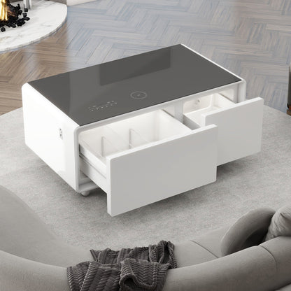 Modern Smart Coffee Table with Built - in Fridge Touch Control Panel
