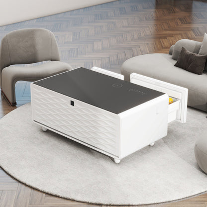 Modern Smart Coffee Table with Built - in Fridge Touch Control Panel