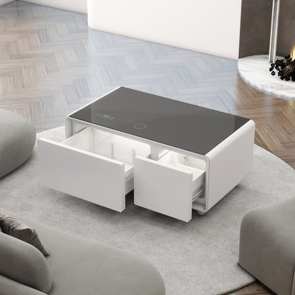 Modern Smart Coffee Table with Built - in Fridge Touch Control Panel