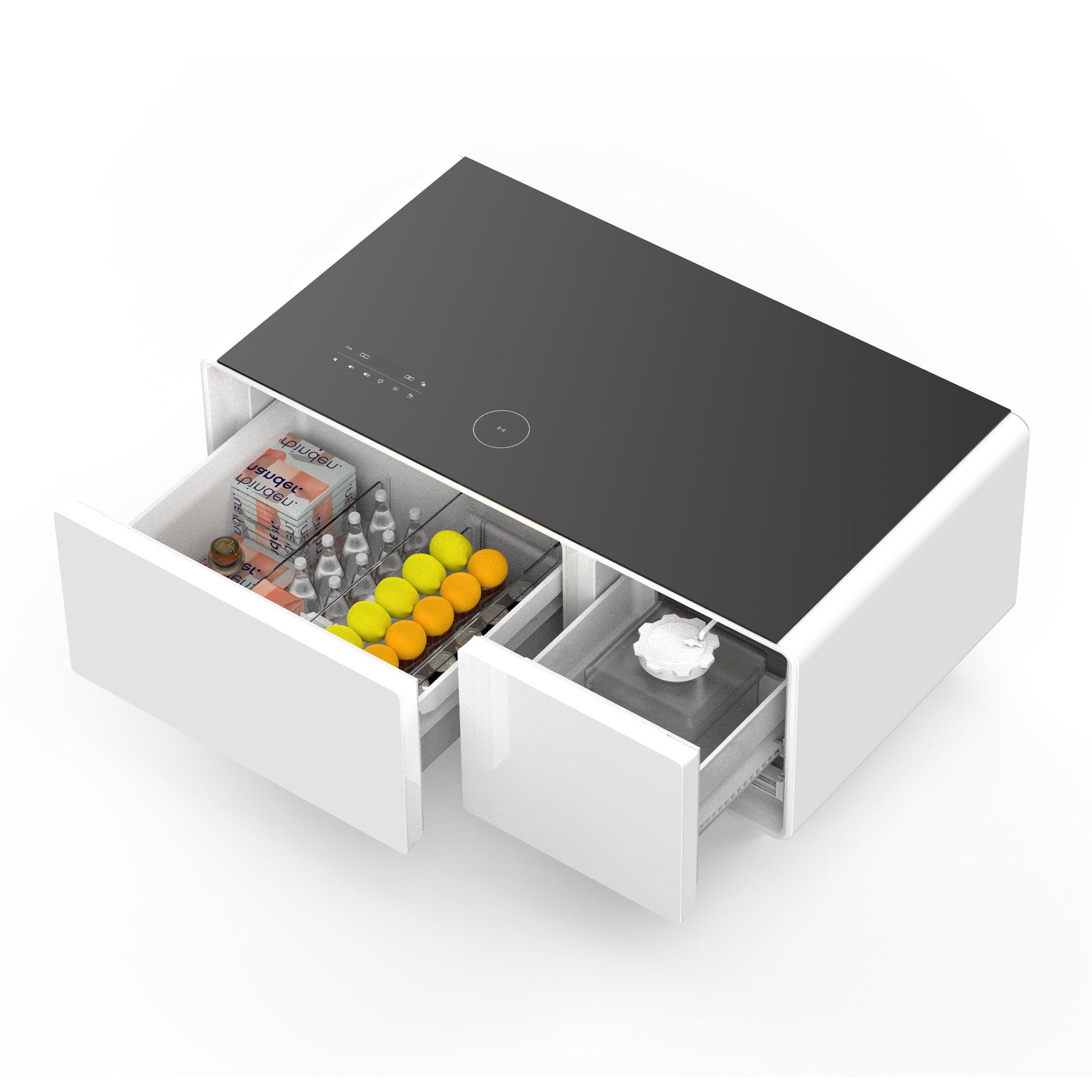 Modern Smart Coffee Table with Built - in Fridge Touch Control Panel