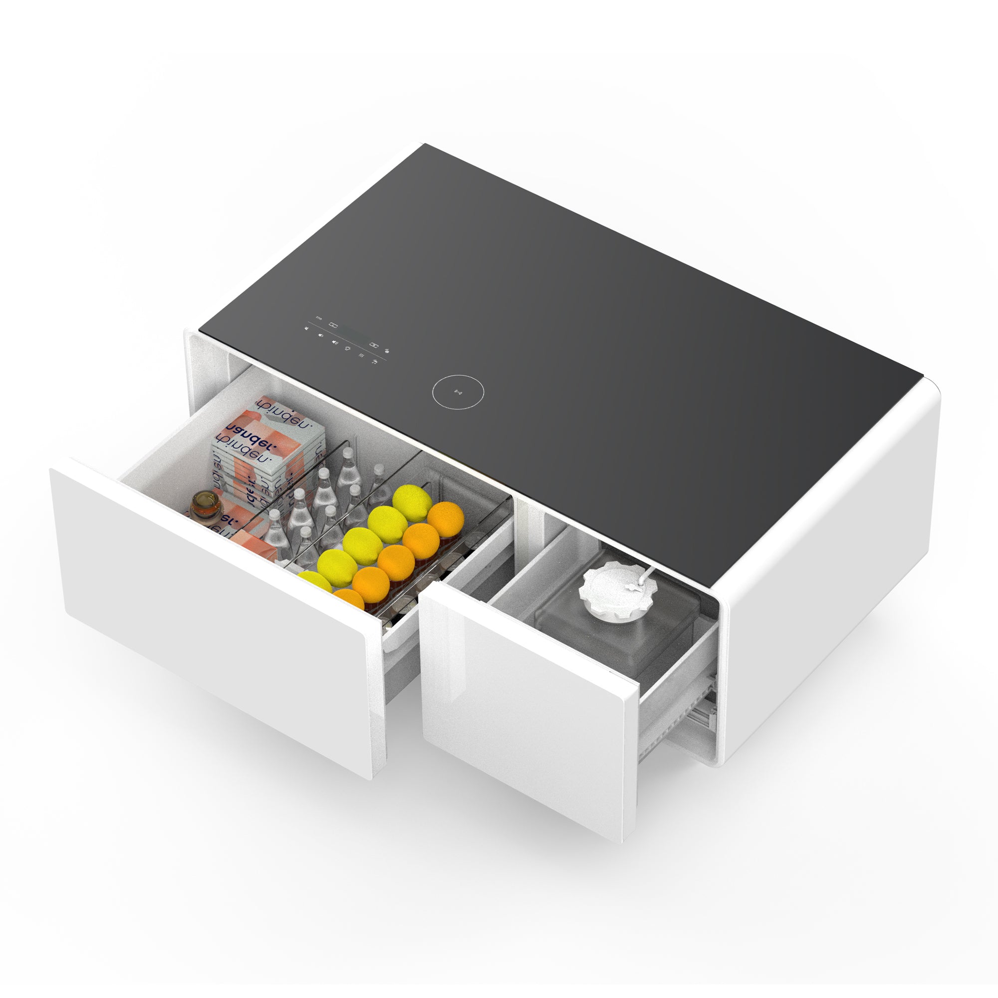 Modern Smart Coffee Table with Built - in Fridge Touch Control Panel