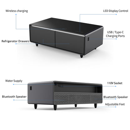 Modern Smart Coffee Table with Built - in Fridge Touch Control Panel