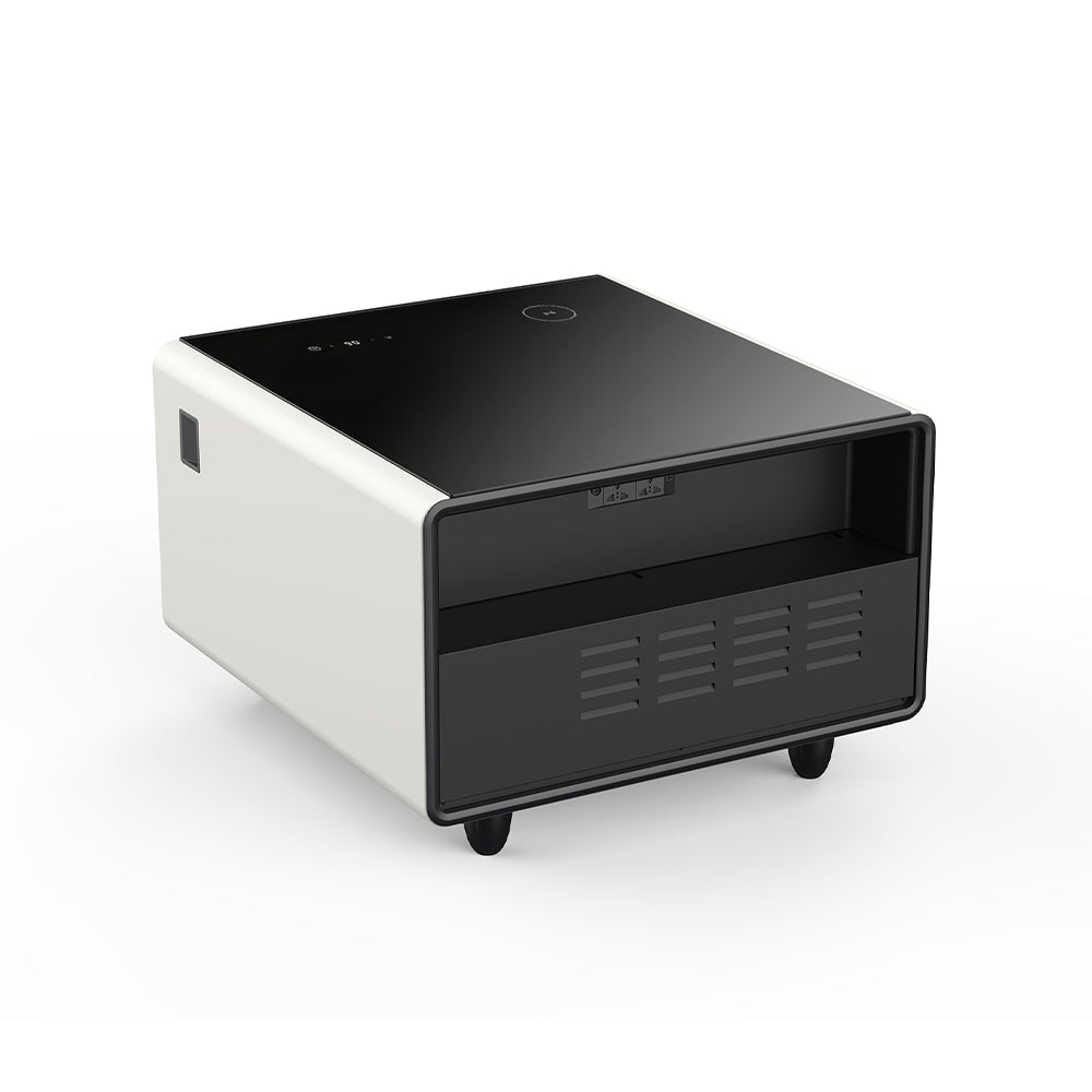 Modern Smart Side Table with Built - in Fridge Temperature Control White