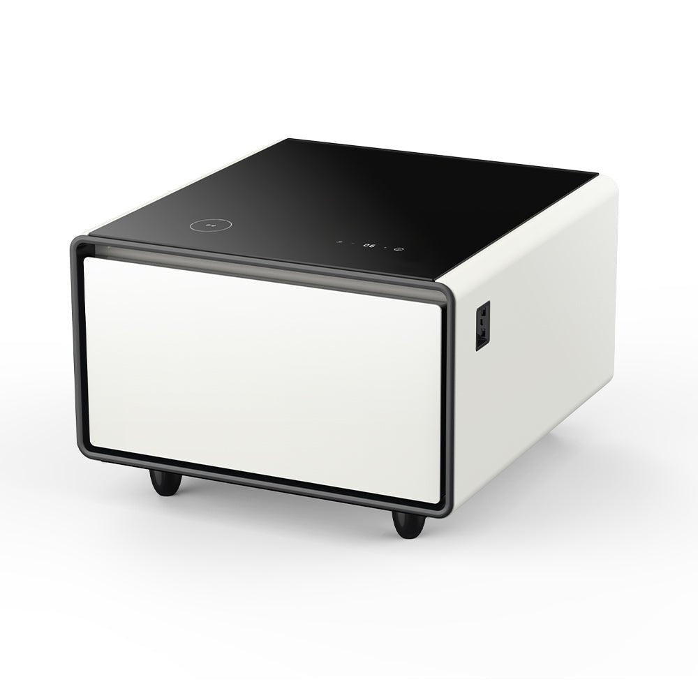 Modern Smart Side Table with Built - in Fridge Temperature Control White