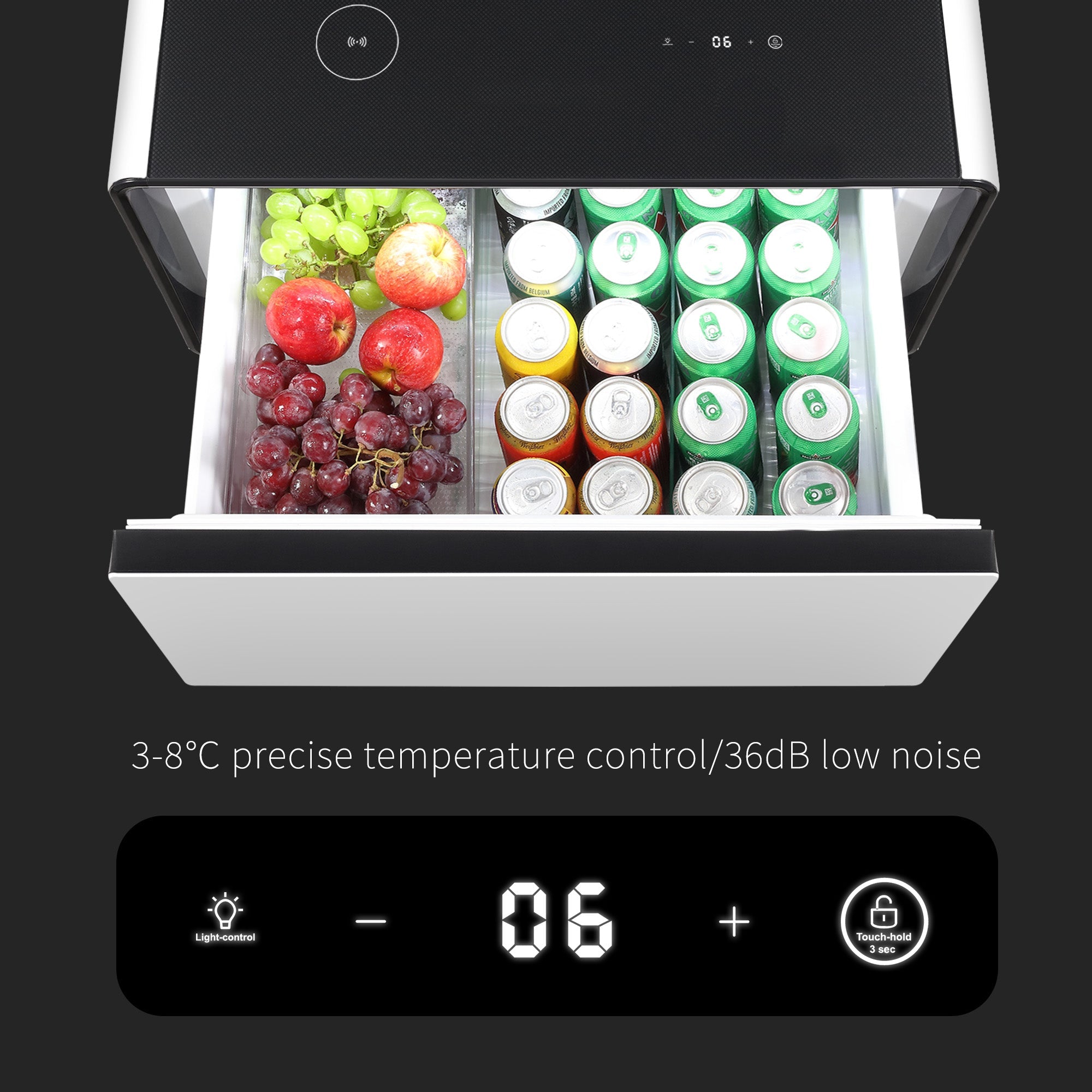 Modern Smart Side Table with Built - in Fridge Temperature Control White