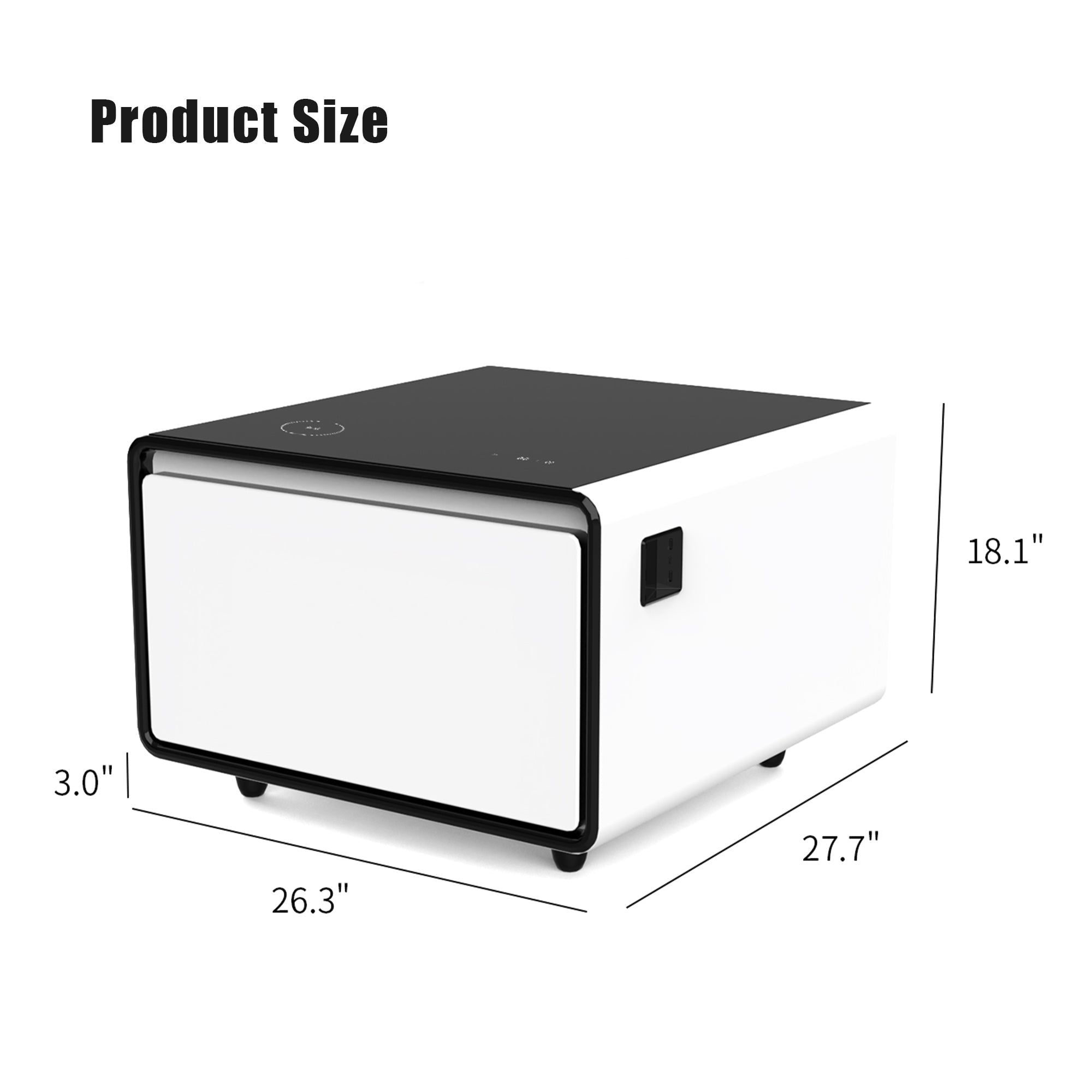 Modern Smart Side Table with Built - in Fridge Temperature Control White