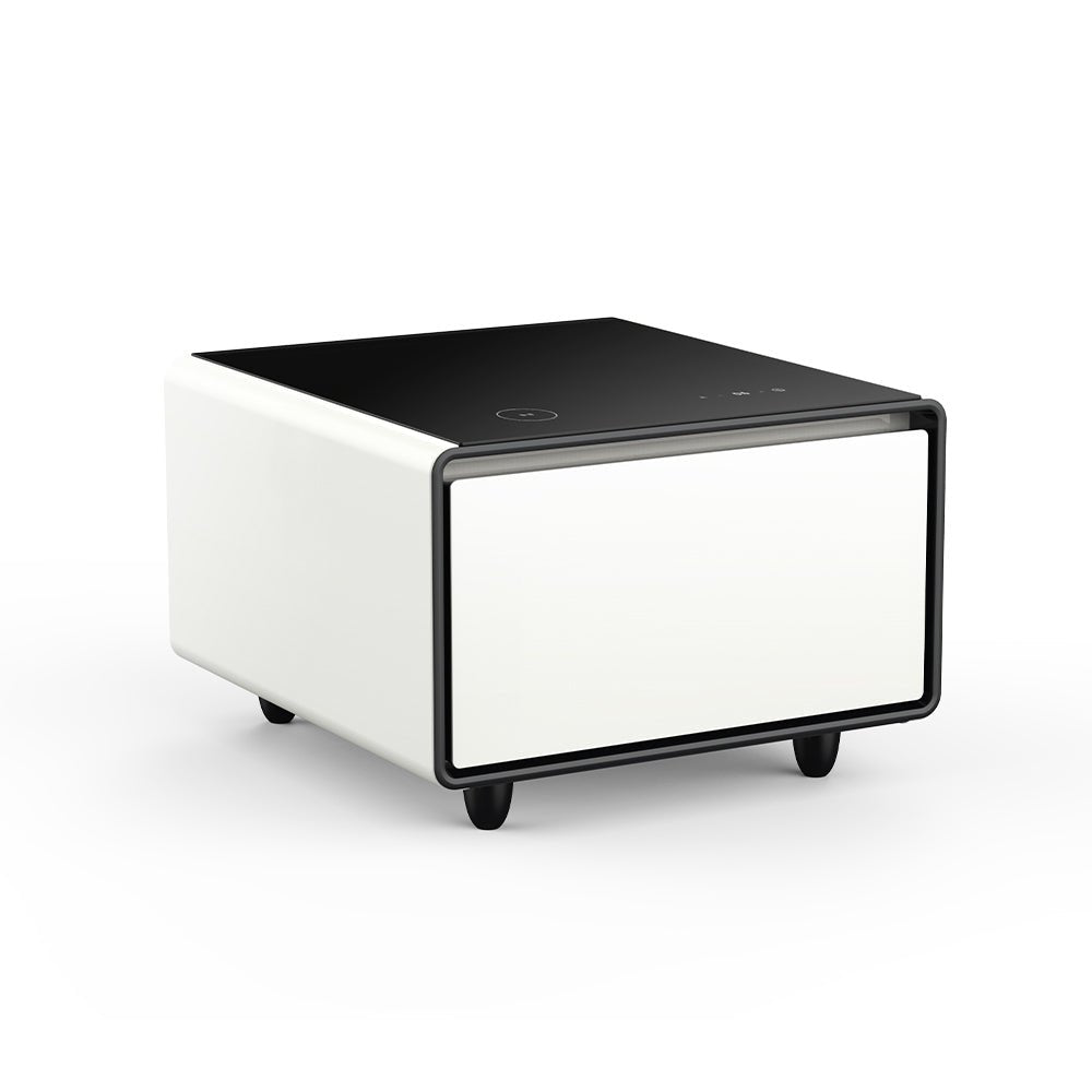 Modern Smart Side Table with Built - in Fridge Temperature Control White
