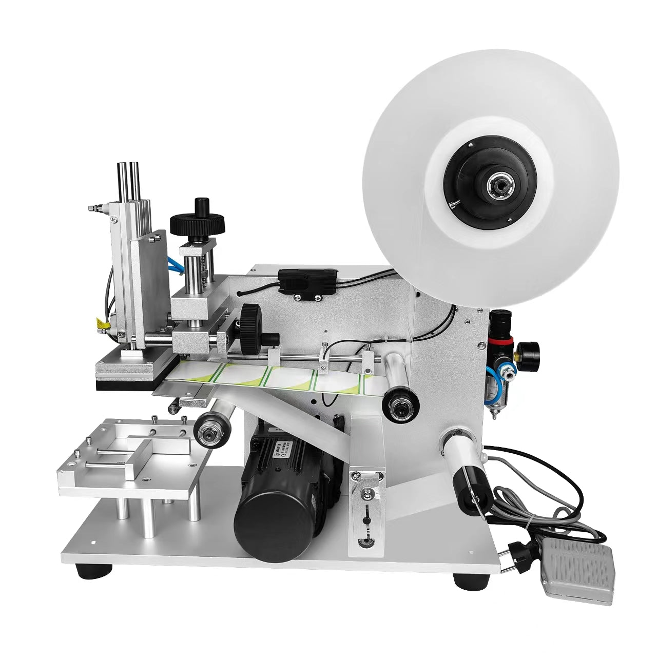 MT - 60 Automatic flat hand sanitizer bottle labeling machine , PET square disinfectant bottle label applicator, alcohol bottle labeler