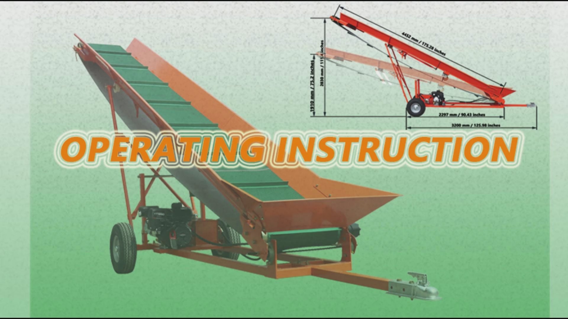 Firewood Conveyor with B&S Engine 6.5HP 208cc Gasoline Powered 19.7" Width PVC Belt Wood Conveyor