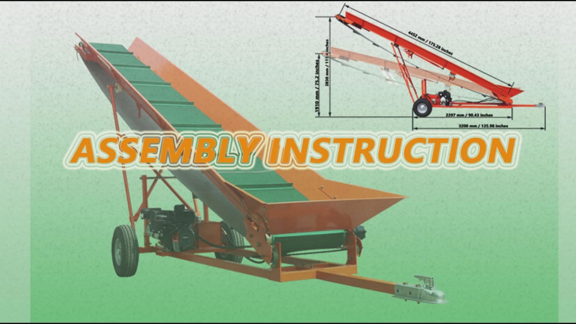 Firewood Conveyor with B&S Engine 6.5HP 208cc Gasoline Powered 19.7" Width PVC Belt Wood Conveyor