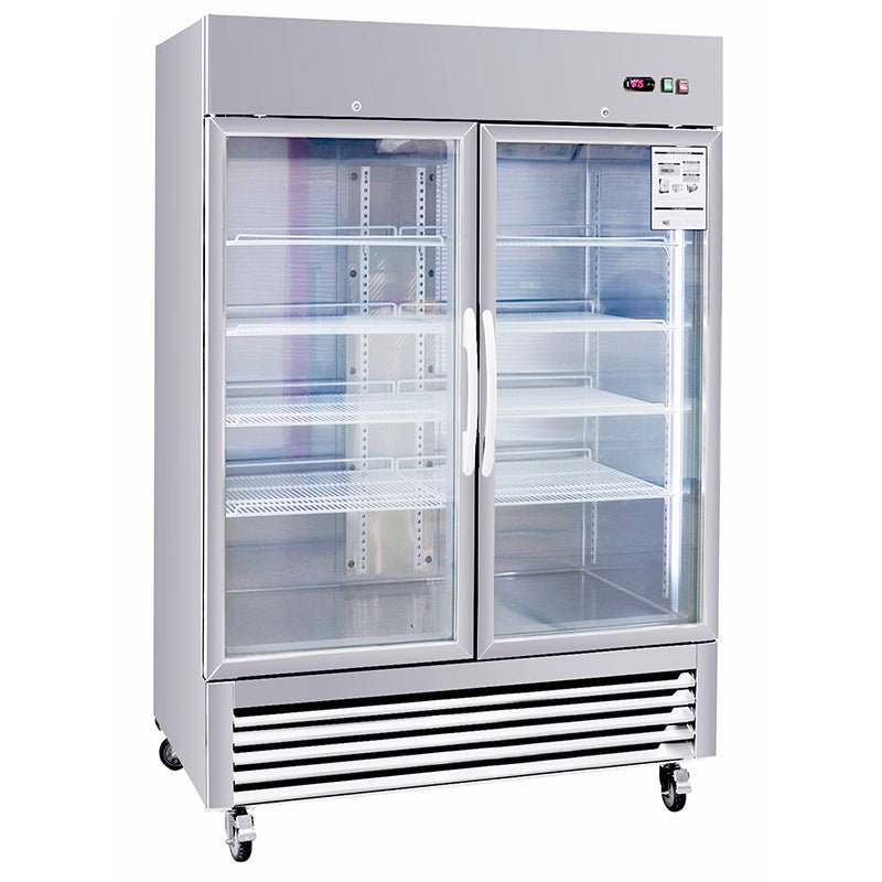 Refrigerator 2 Section 2 Glass Door Stainless Steel Display 42.2 Cu.ft. Reach - in