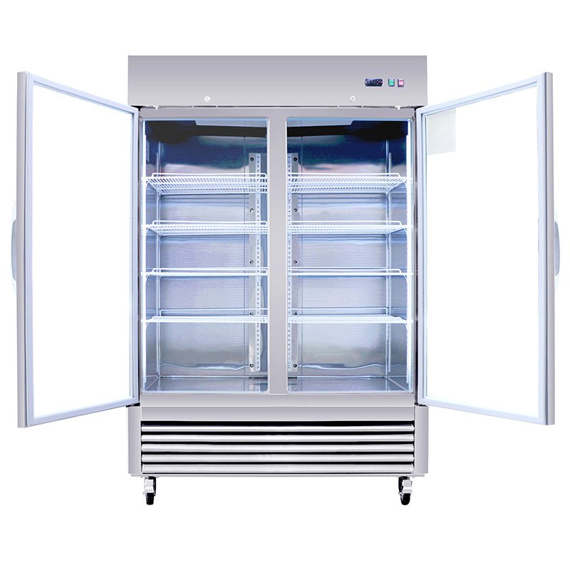 Refrigerator 2 Section 2 Glass Door Stainless Steel Display 42.2 Cu.ft. Reach - in