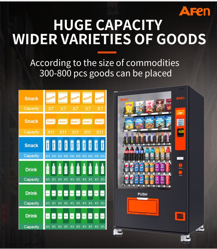 Snack & Drink Combo Vending Machine Refrigerated 60 Bill Acceptor