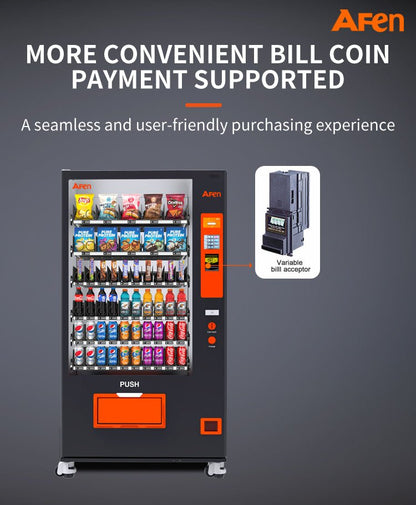 Snack & Drink Combo Vending Machine Refrigerated 60 Bill Acceptor