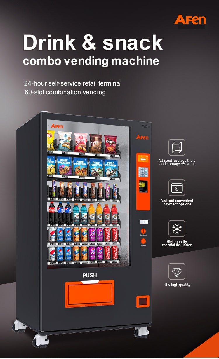 Snack & Drink Combo Vending Machine Refrigerated 60 Bill Acceptor