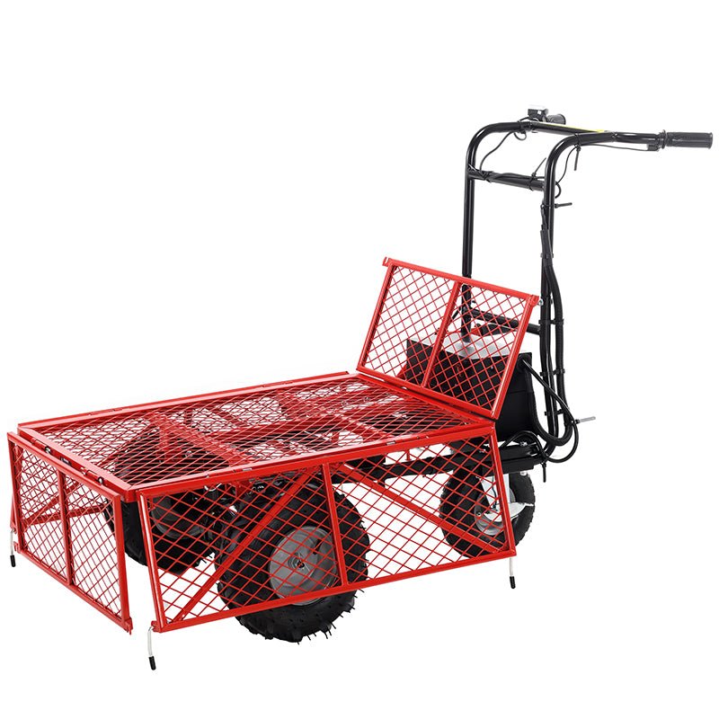 Wheelbarrow Utility Cart Electric Powered Cart 48V28Ah 500W Capacity 500lbs Material Hauler 1000lbs Towing