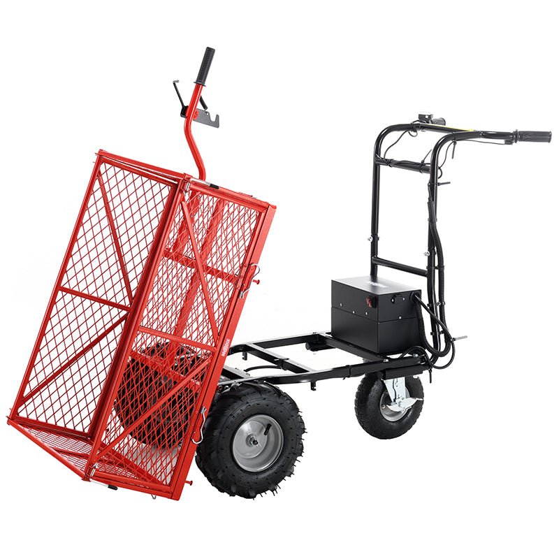 Wheelbarrow Utility Cart Electric Powered Cart 48V28Ah 500W Capacity 500lbs Material Hauler 1000lbs Towing