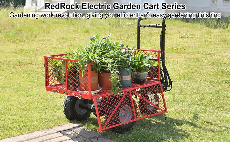 Wheelbarrow Utility Cart Electric Powered Cart 48V28Ah 500W Capacity 500lbs Material Hauler 1000lbs Towing