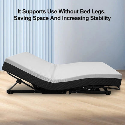 Zero - Clearance Adjustable Bed Base Frame Head and Foot Incline Quiet Motor Queen Size, Dual USB A+C Ports
