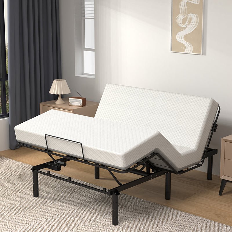 Zero - Clearance Adjustable Bed Base Frame Head and Foot Incline Quiet Motor Queen Size, Dual USB A+C Ports
