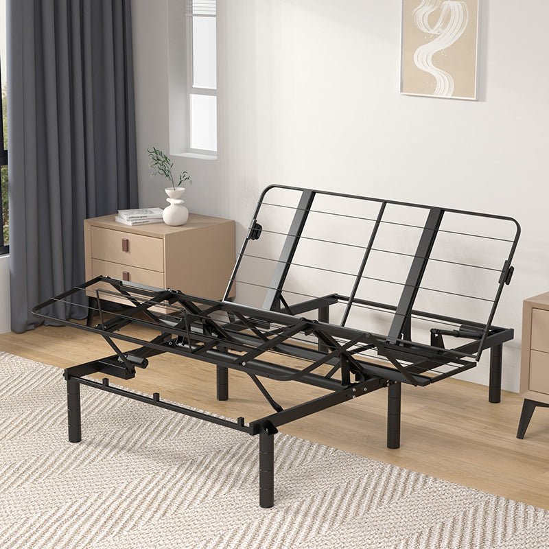 Zero - Clearance Adjustable Bed Base Frame Head and Foot Incline Quiet Motor Queen Size, Dual USB A+C Ports