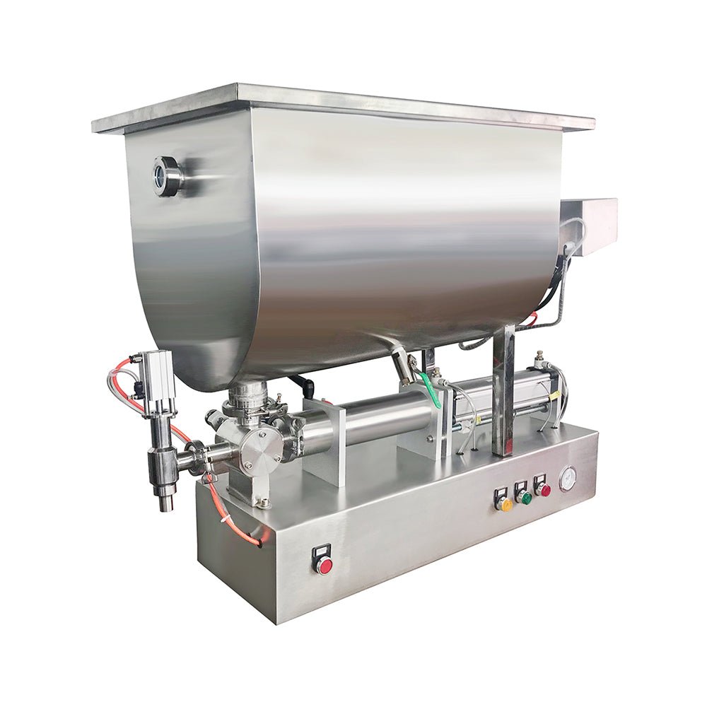 6.8-34 OZ Semi-Auto Paste Filling Machine with Mixing Hopper - CECLE Machine