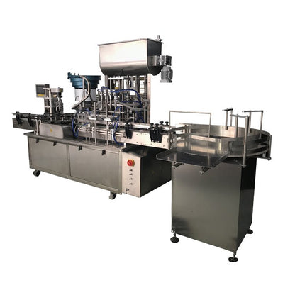 Automatic four nozzles liquid bottle filling capping labeling machine, small packing production line - CECLE Machine