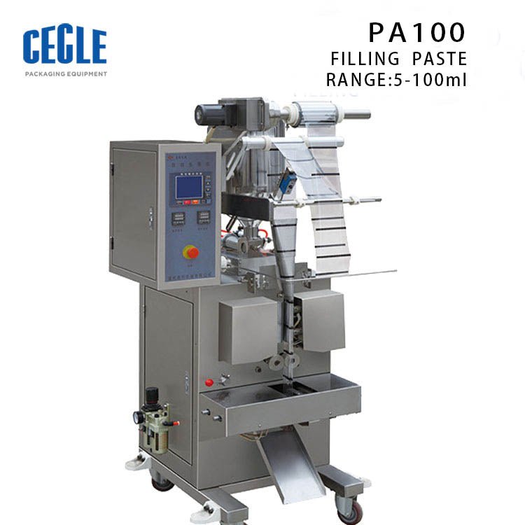 Automatic paste pouch packing machine for ketchup/mustard/salad sauce, sachet filling and sealing machine, VFFS machine