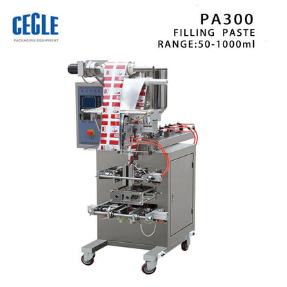 Automatic paste pouch packing machine for ketchup/mustard/salad sauce, sachet filling and sealing machine, VFFS machine