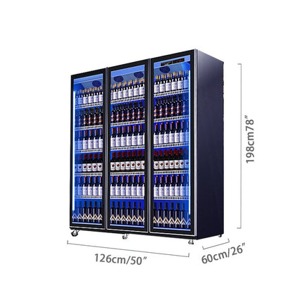 Beverage refrigerated display case with three lighting glass freezer showcase - CECLE Machine
