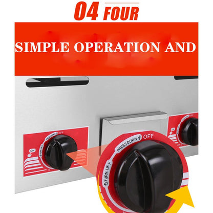 Commercial gas griddle stainless steel iron plate frying burger frying pan gas - CECLE Machine