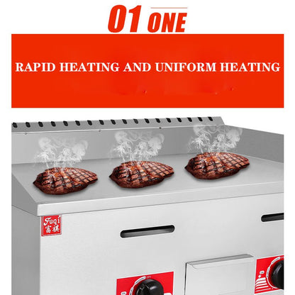 Commercial gas griddle stainless steel iron plate frying burger frying pan gas - CECLE Machine