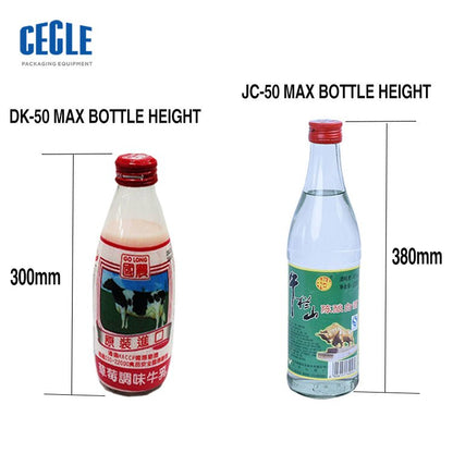 DK-50 Semi automatic Ropp bottle screw capping machine for round metal caps with screw thread - CECLE Machine